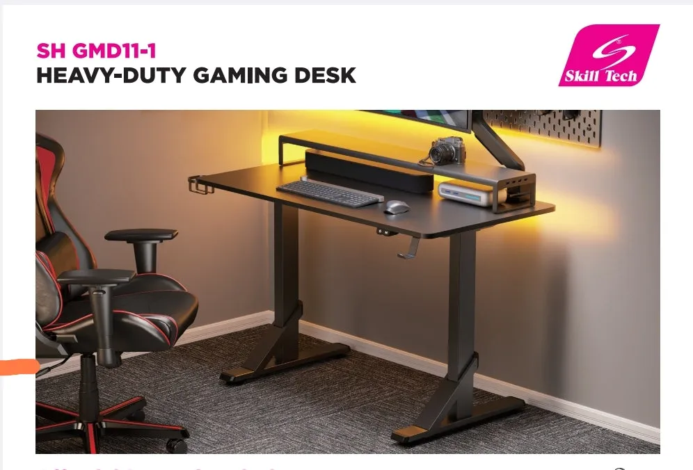 Heavy Duty Gaming Desk with RGB Ambient Lighting, Cup Holder and Headphone Hook SH-GMD11-1