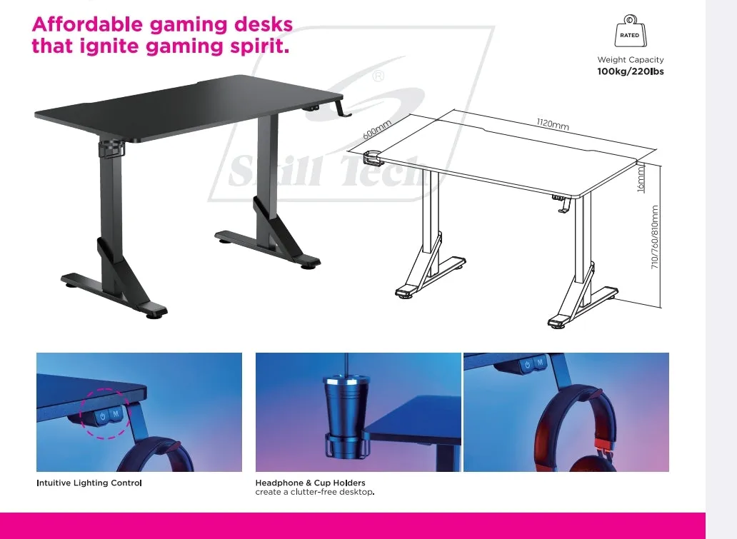 Heavy Duty Gaming Desk with RGB Ambient Lighting, Cup Holder and Headphone Hook SH-GMD11-1