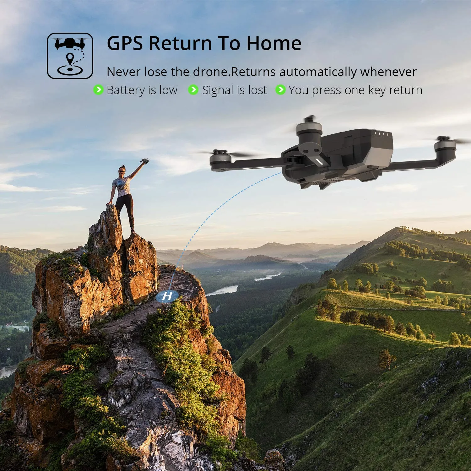 Holy Stone HS720 Foldable GPS Drone with 2K FHD Live RC Quadcopter Return Home