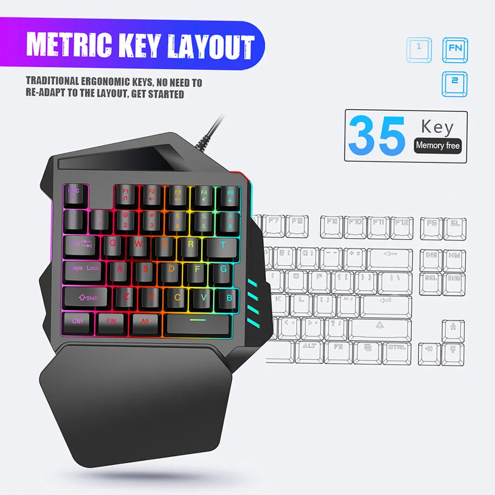 HXSJ J50 One-Handed Gaming Keyboard & Mouse