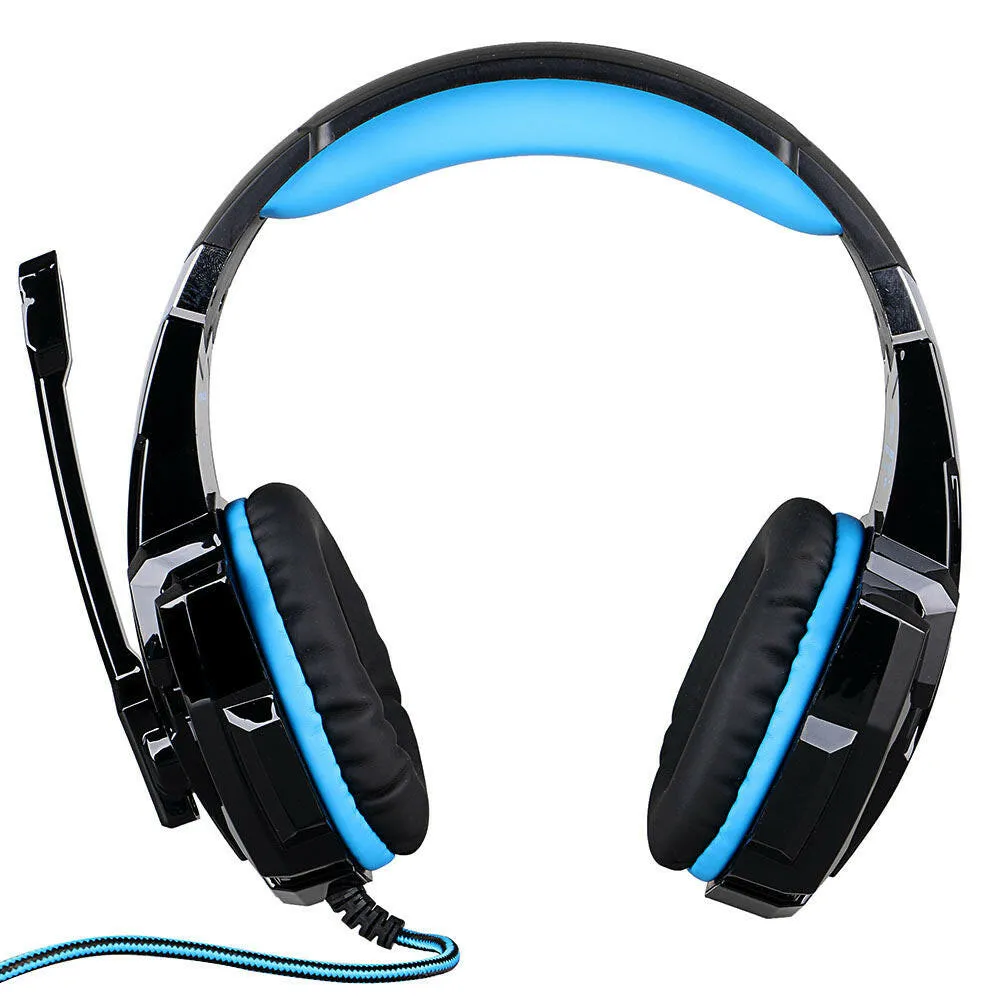 KOTION EACH G9000 3.5mm Gaming Headphone Over Ear Game Headset Noise Cancellation Earphone with Mic LED Light Volume Control for PS4 Laptop Tablet Mobile Phones Desktop PC