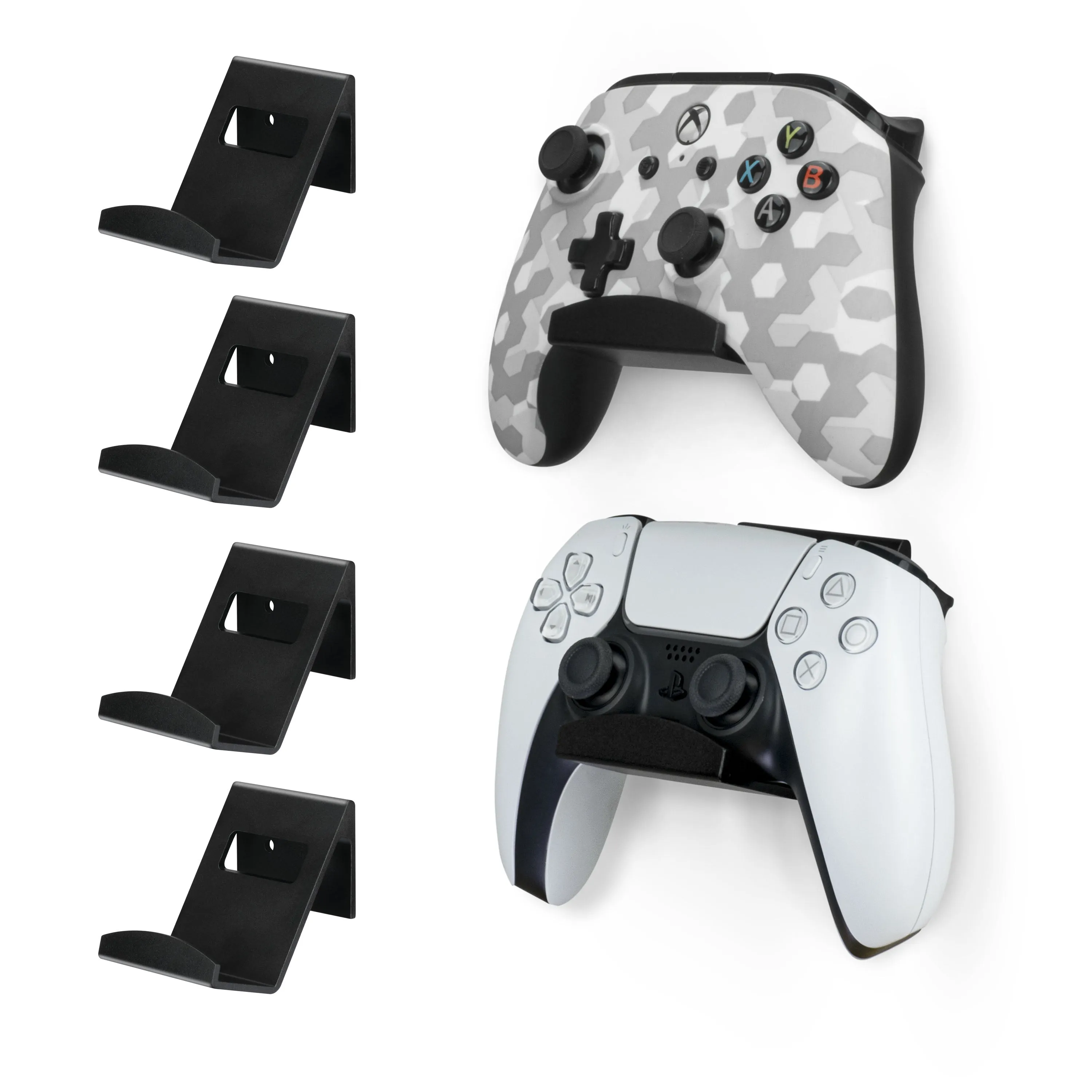 Metal Controller Holder Stand Wall Mount for Xbox, PS5, PS4, PC & More Gaming Accessories, Adhesive & Screw Universal Fit