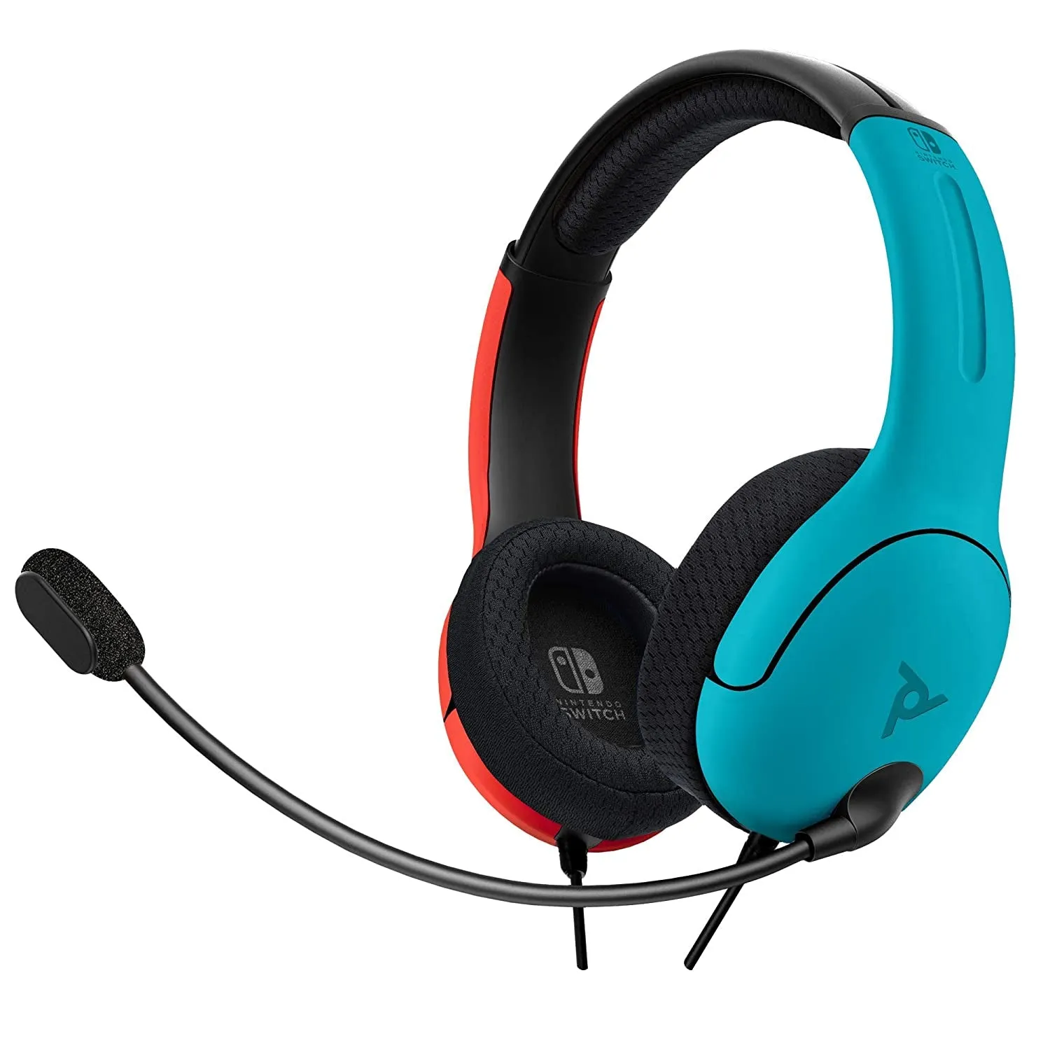 PDP Gaming LVL40 Stereo Headset with Mic for Nintendo Switch - PC, Ipad, Mac, Laptop Compatible - Noise Cancelling Microphone, Lightweight, Soft Comfort on Ear Headphones - Mario Red & Blue