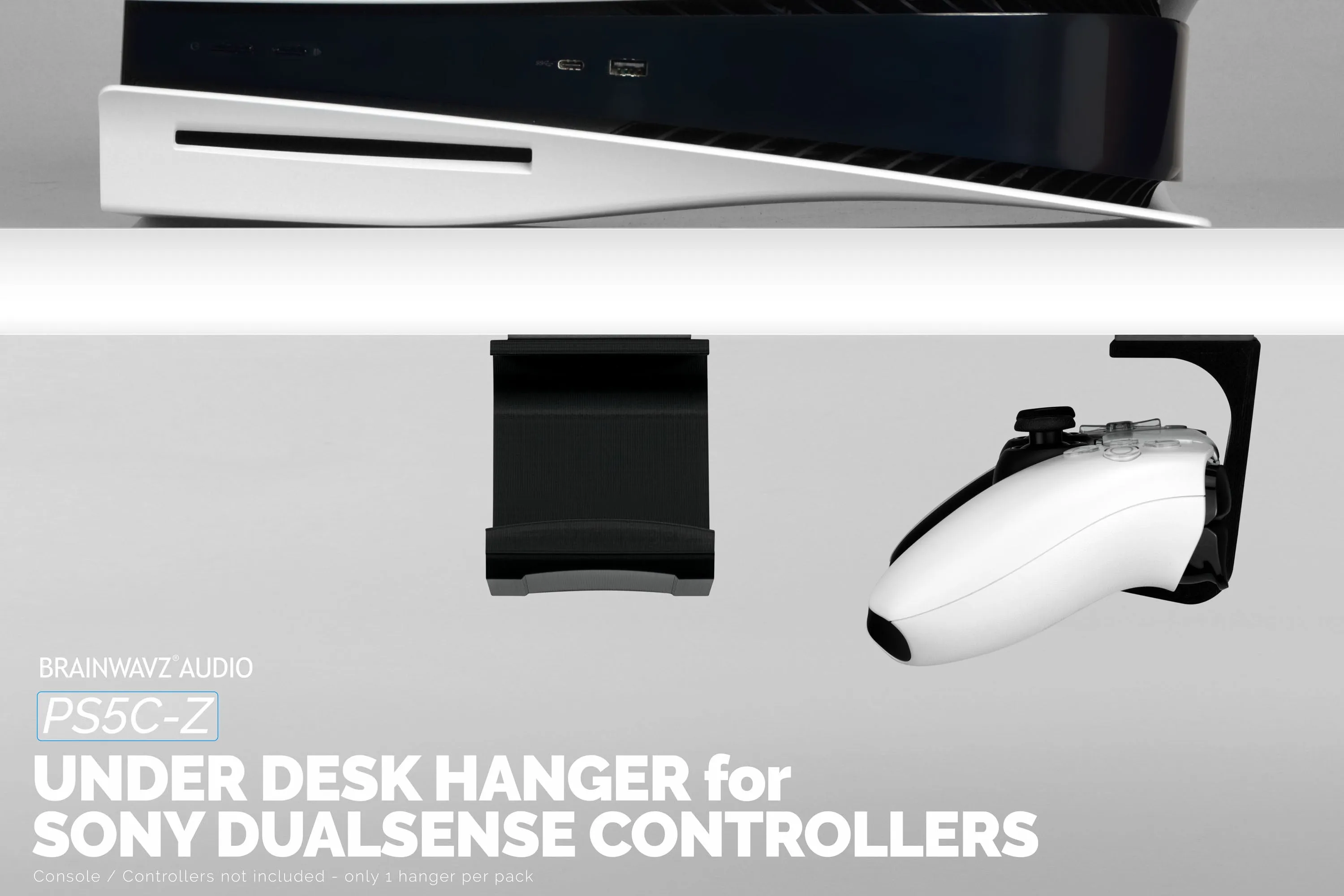 PlayStation PS5 Under Desk Game Controller Holder Hanger - Easy to Install, No Screws or Mess