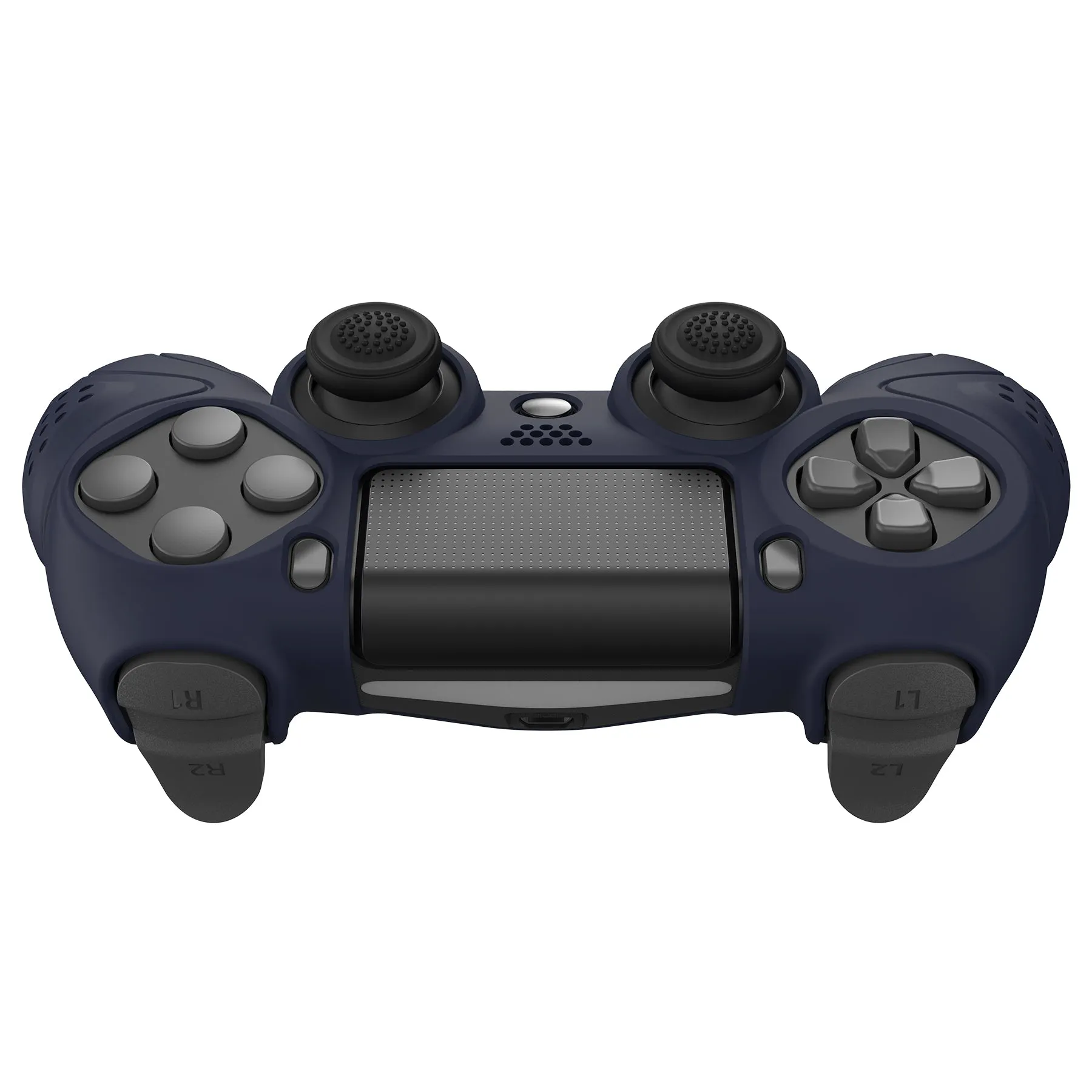 PlayVital Guardian Edition Midnight Blue Ergonomic Soft Anti-Slip Controller Silicone Case Cover for PS4, Rubber Protector Skins with Black Joystick Caps for PS4 Slim PS4 Pro Controller - P4CC0061