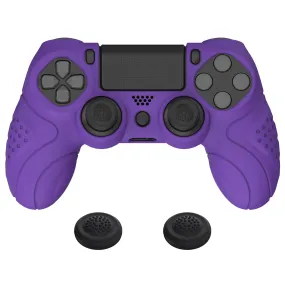 PlayVital Guardian Edition Purple Ergonomic Soft Anti-Slip Controller Silicone Case Cover for PS4, Rubber Protector Skins with black Joystick Caps for PS4 Slim PS4 Pro Controller - P4CC0065