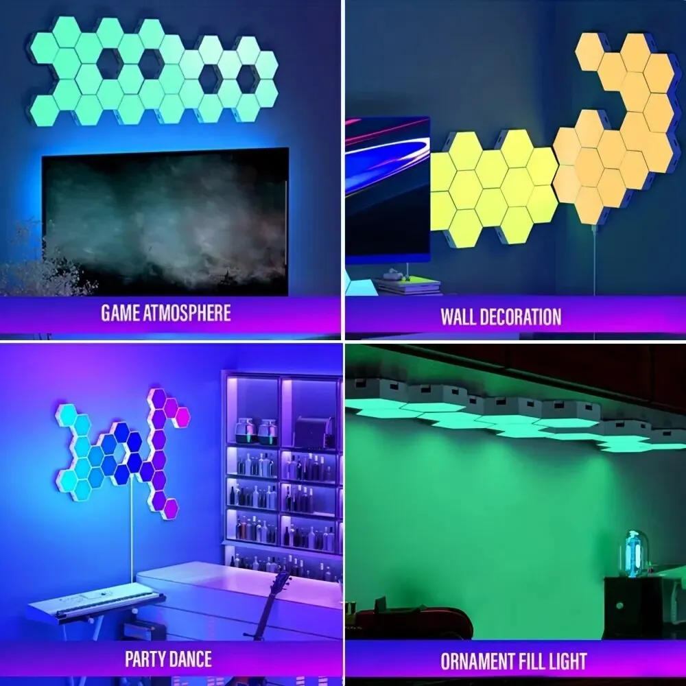 RGB Intelligent Hexagonal Wall Lamp Color-changing Ambient Night Light