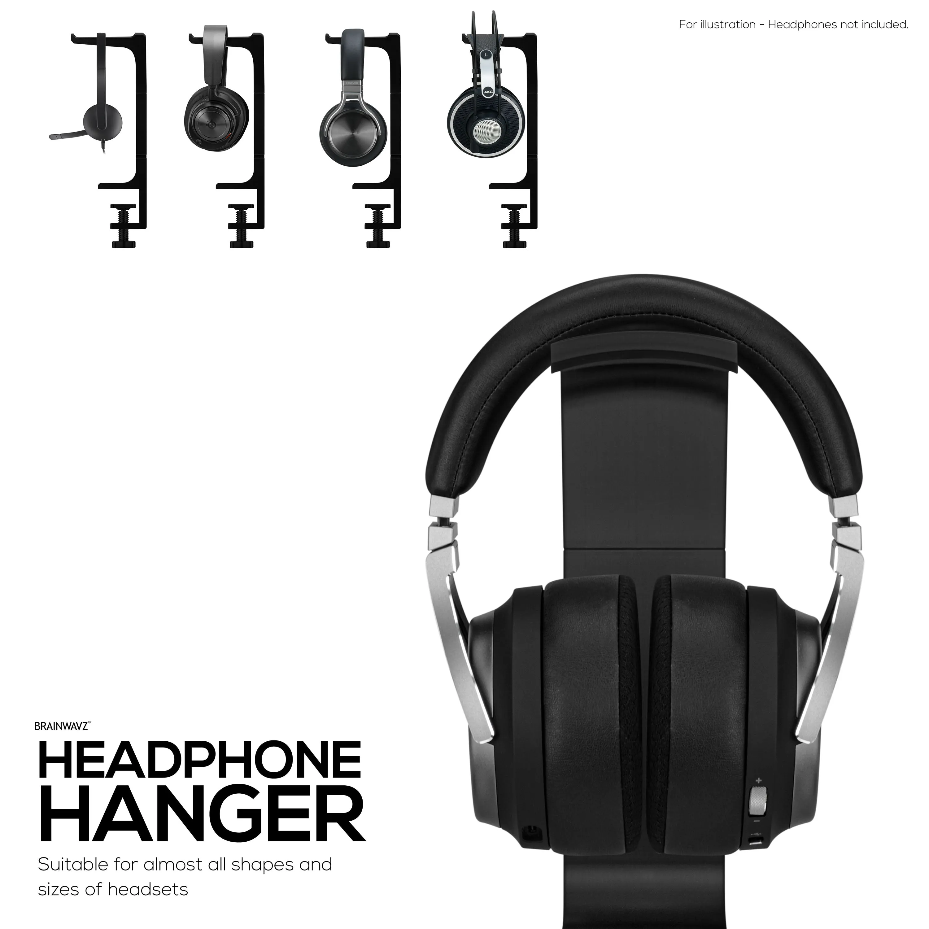 The Dillard - Side Desk Headphone Stand, Suitable for all Headsets, Clamps to Table