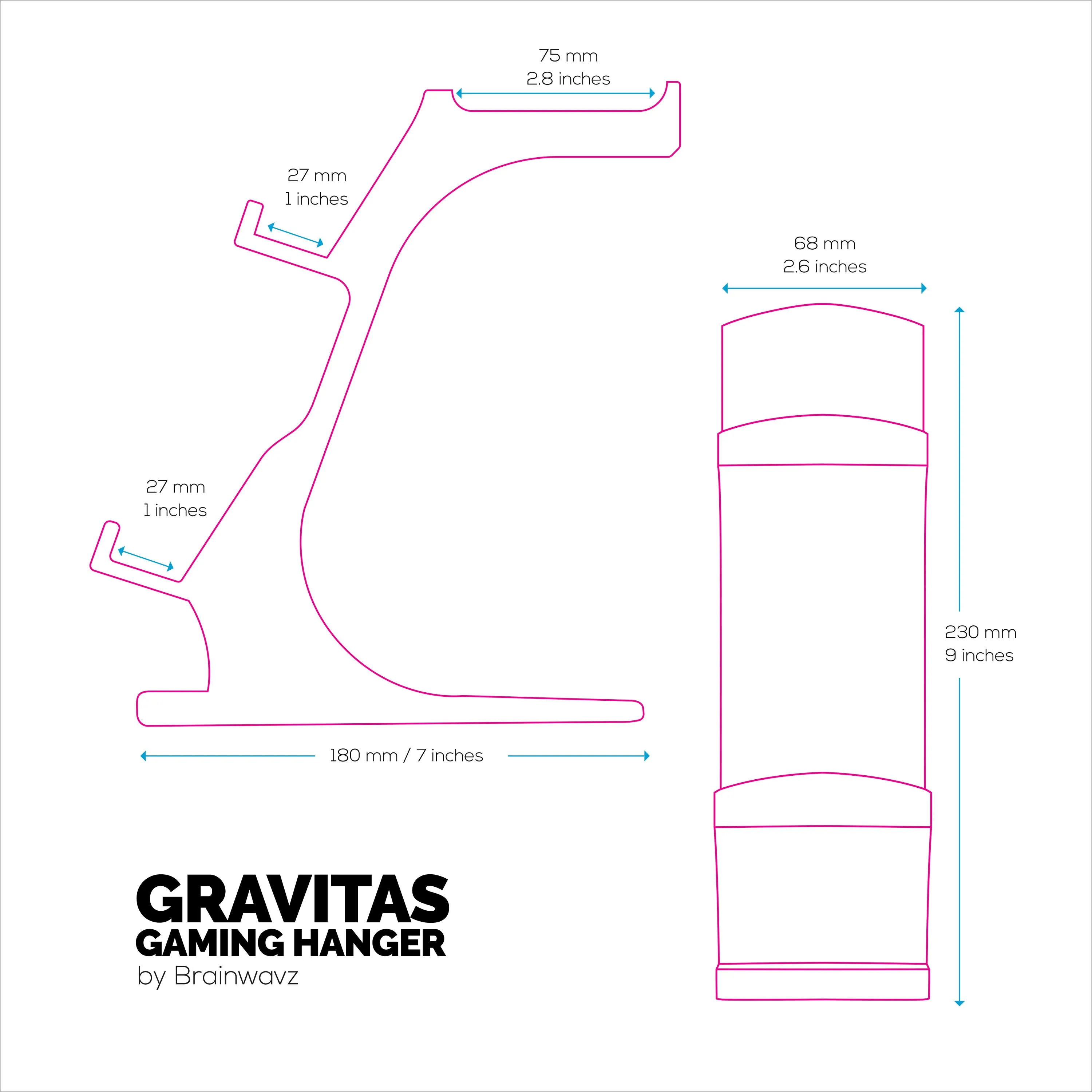 The Gravitas - Headphone Stand & Game Controller Holder for Desks - Universal Design for All Types Of Headsets & Gamepads